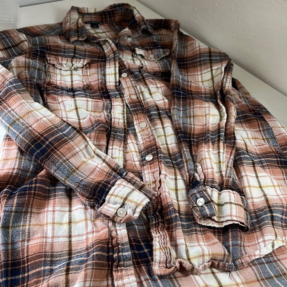 Fashion web size large button up flannel